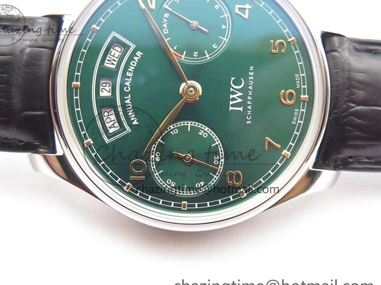 MIROTIME 1230 Portuguese Real PR Real Annual Calendar IW503510 ZF 1:1 Best Edition Green Dial on Black Leather Strap A QuickDry 7097